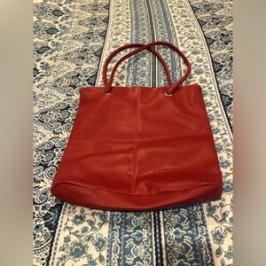 “Reed Elsevier” Elegant Red Leather Tote Bag